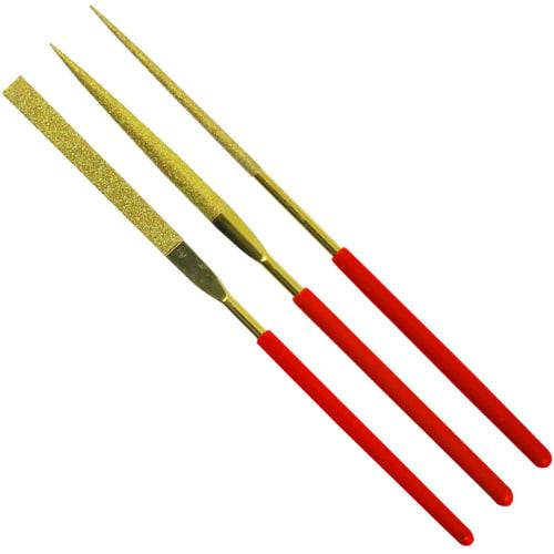 KONYO SUN UP Diamond File Set of 3, Titanium Coated Metal Rod File, 140mm