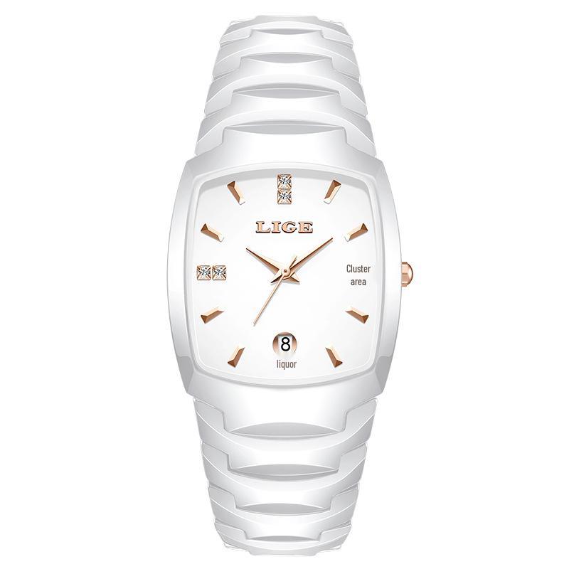 LIGE Retro Square Calendar Waterproof Multifunctional Sports Quartz Couple Watch