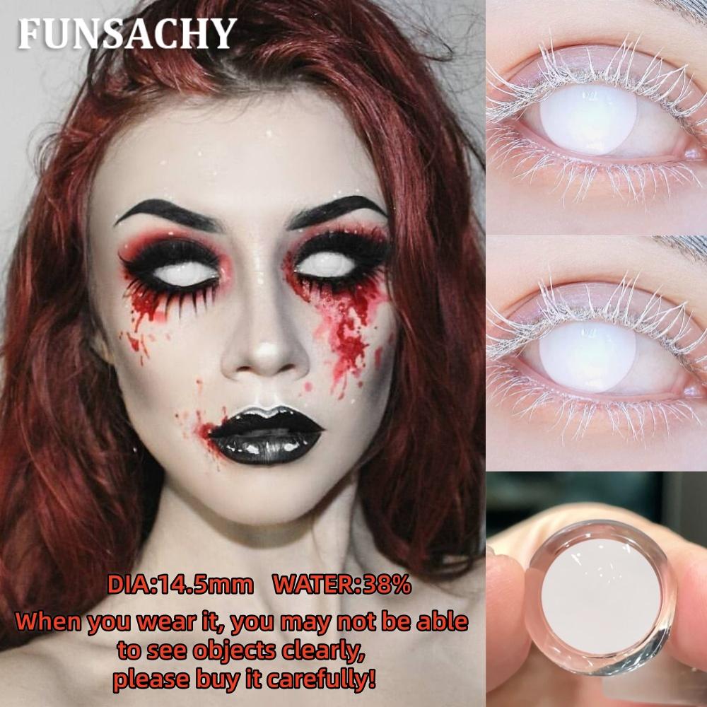 FUNSACHY Blindness Black Cosplay Contact Lenses for Eyes Halloweeen Party Makeup Eye Contacts Yearly Use Beauty Pupils Cosmetics