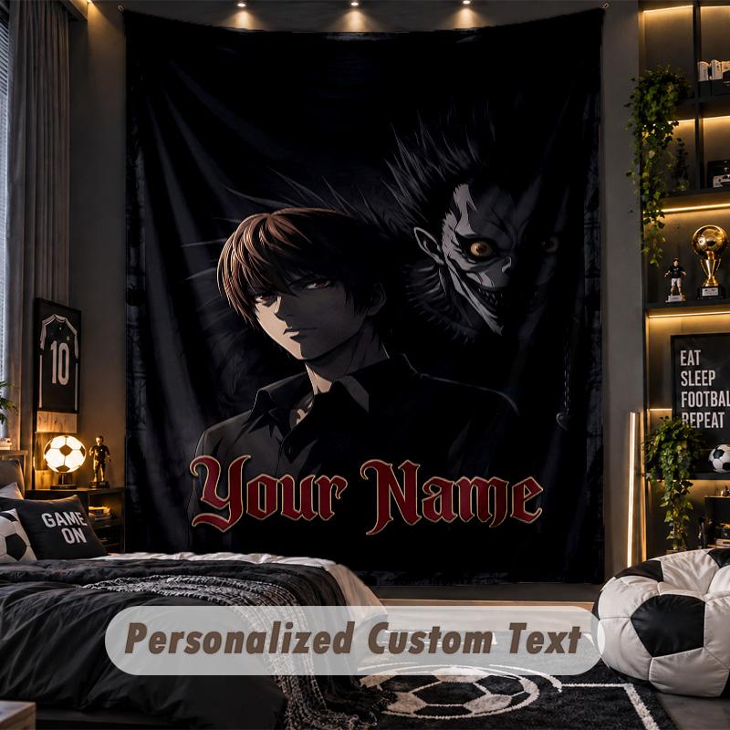 Personalized Wall Tapestry,Death Note Custom Printed Name, Fabric Wall Art For Indoor Room Backdrop