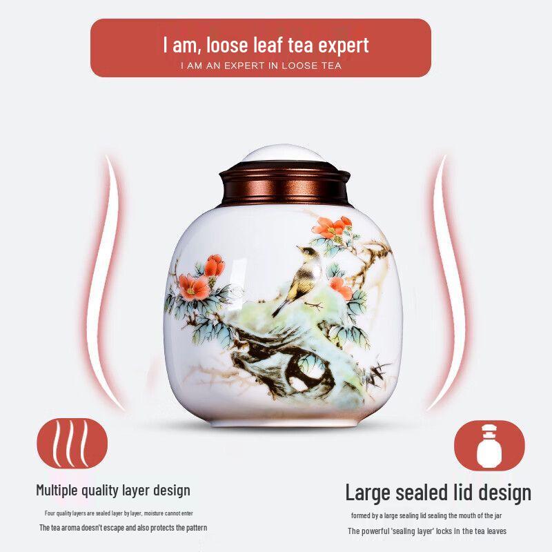 Yilimeng Jingdezhen New Chinese Style Ceramic Tea Caddy