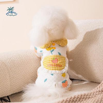 Dinosaur Printed Pet Jumpsuits Warm Fruit Print Dog Pajamas Comfortable Cartoon Pullover Four Legged Dog Clothing Indoor