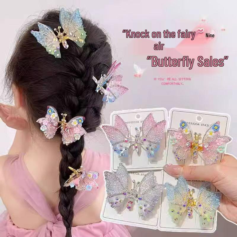 Movable Rhinestone Butterfly Hair Clip for Women and Children – Sweet & Cute Accessory