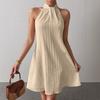 Summer New Women's Kimono Robe Dress with Pleats and Draping Short Skirt