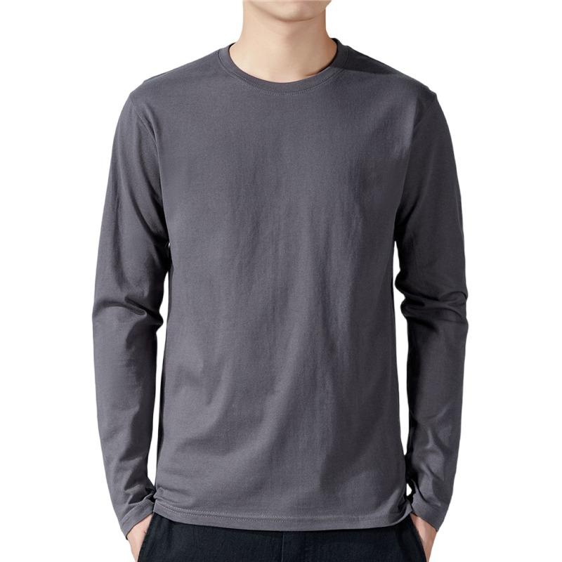T-shirt voor Mannen Katoen Lange Mouw T-shirts Effen Kleur Mannenkleding Volledige Mouw voor Lente en Herfst Ondershirts