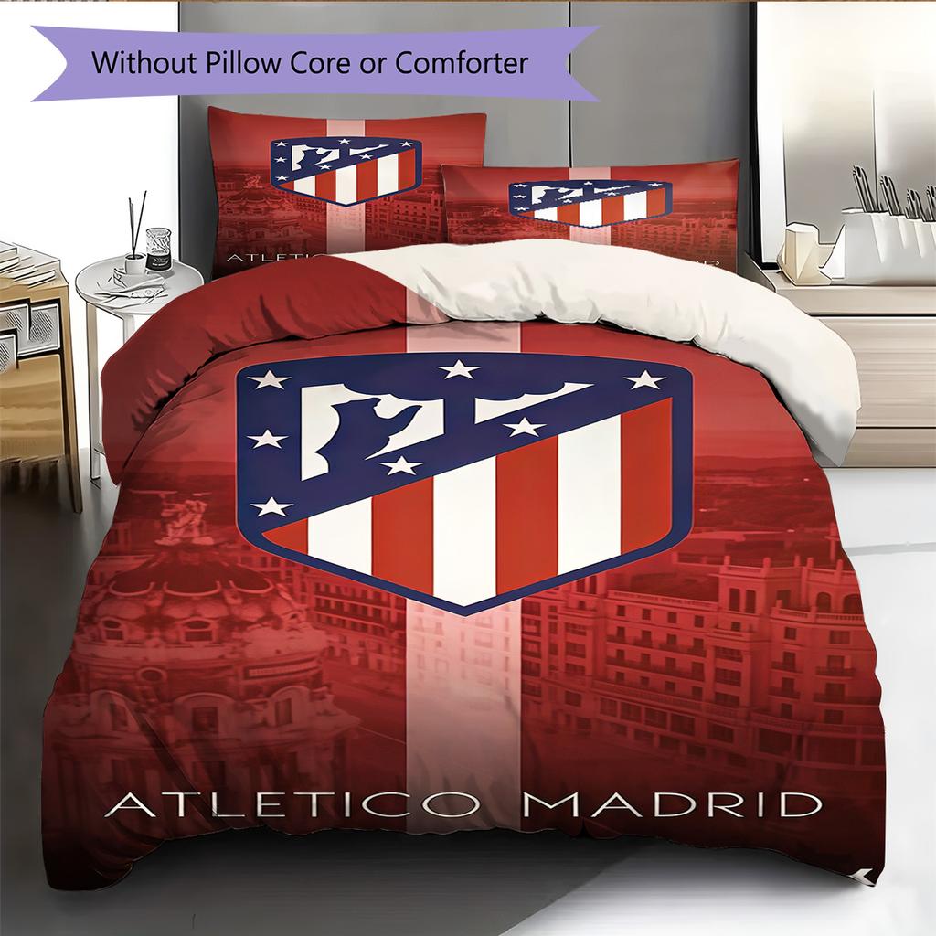 Juego de Edredón Ropa de Cama Atleti Funda de Edredón Funda de Almohada Decoración del Hogar Regalo de Cumpleaños (1 * funda nórdica + 2 * fundas de almohada, sin núcleo)