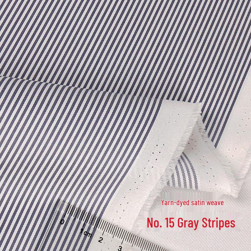 Blue, White, Gray Striped Cotton Fabric for Summer Shirts and Work Dresses
