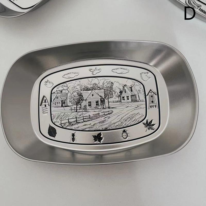 

Металева Сервірувальна Страва Вінтажна Бляшана Обідня Тарілка Сервірувальний Піднос з Нержавіючої Сталі Круглий Набір Тарілок для Приправ Для Фруктів Для Обідів