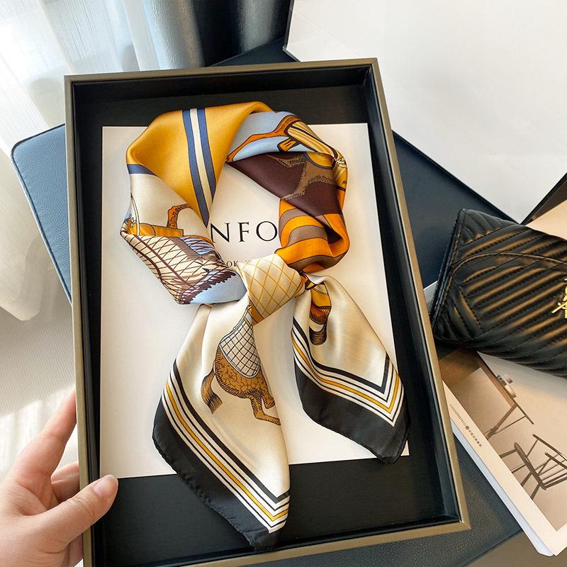 Women's Silk Scarf: Versatile Spring/Autumn Square, Ideal for Shirts, Elegant Neck or Headband Accessory