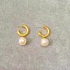 Meier Freshwater pearl earrings - baroque design, gold-plated, minimalist style, 925 sterling silver posts