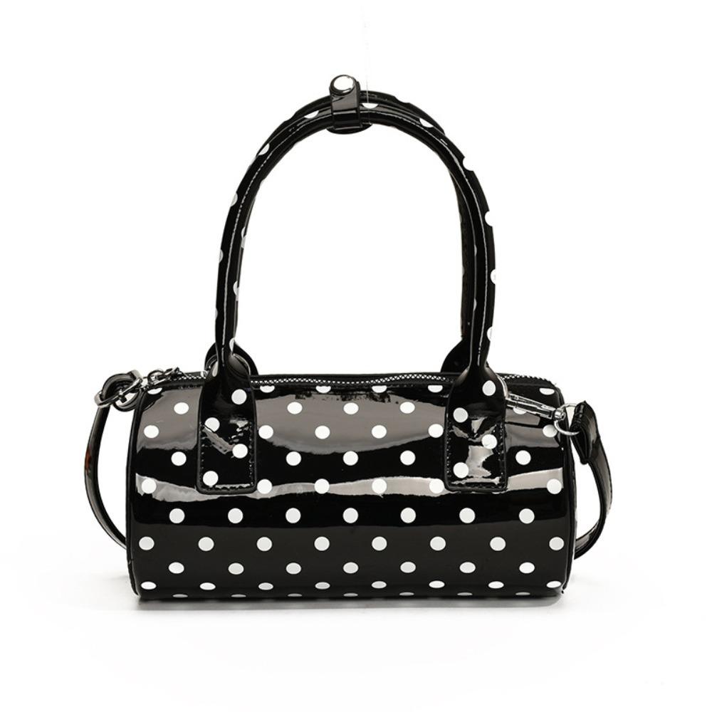 Fashion Handbag Shoulder Bag PU Leather Barrel Shape Tote Bag Polka Dot Crossbody Bag Women