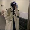 Mid Length Korean Thick Overcoat Cowhorn Button Loose Coat Winter Warm Female Fleece Hoodies Jacket Woman Lamb Wool Coats