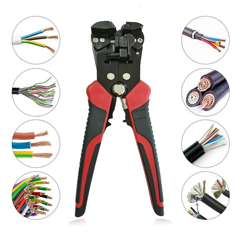 Self-adjusting Wire Stripper, 8-Inch Automatic Wire Stripper for 10-24 AWG Solid and Stranded Wire, 3 In 1 Function