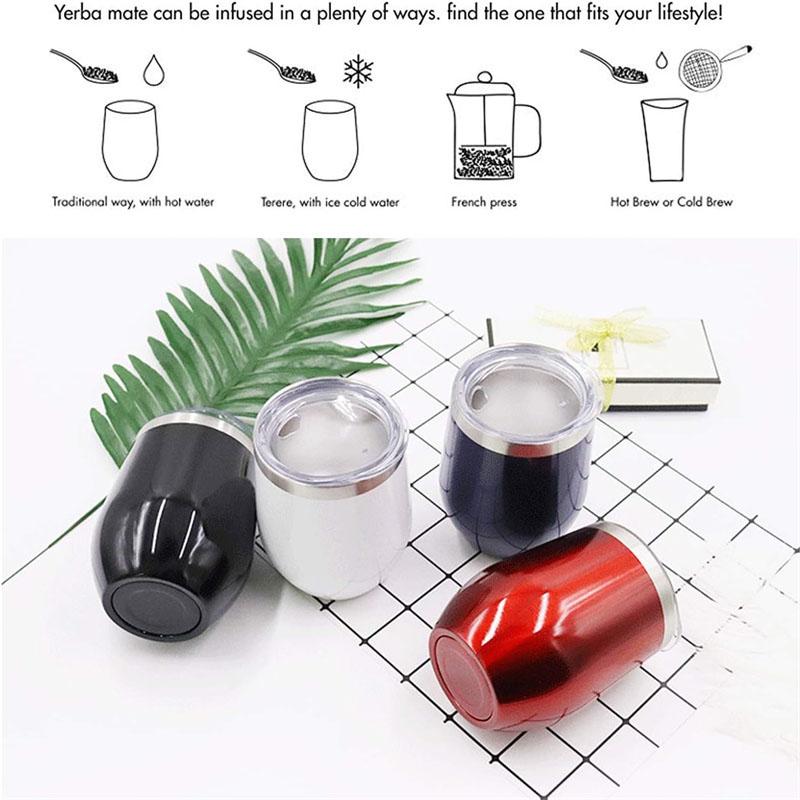 4pcs Yerba Mate Cup Set Stainless Steel Double Wall Mate Cup And Bombilla Set 350ml Heat Insulation Anti Scalding Coffee Mug