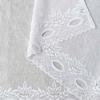 Cute white lace cafe curtains, 60cm long, for small windows. Stylish embroidered floral pattern. Perfect for privacy and short curtains for coffee