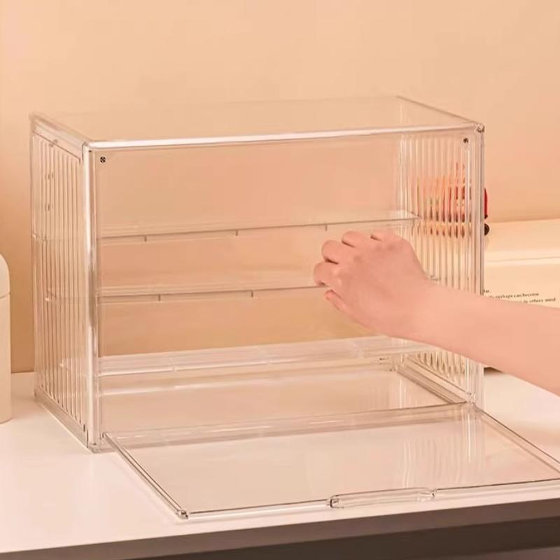 Transparente Puppen-Aufbewahrungsbox Mehrstöckige Schreibtisch-Vitrine Schrank mit Deckel Große Plüschpuppe Staubdichte Sammlerstück-Vitrine
