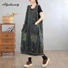 2026 Taglie Forti Primavera Estate Donna Vestito di Jeans Estivo Ricamo Casual Largo Baggy Oversize Vestito Canotta Senza Maniche Midi con Tasche