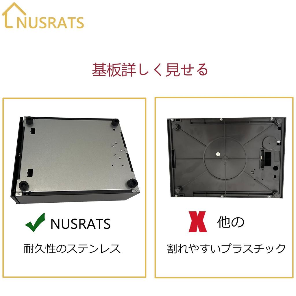 NUSRATS Manual Cash Drawer, Compact, Holds 3 Bill Types and 6 Coin Types, Removable Dividers, Dimensions: 245mm W X 320mm D X 104mm H, Black