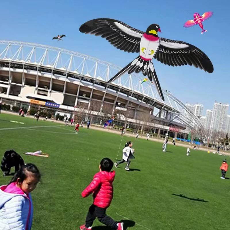 Children Kite Toy Cartoon Eagle Foldable Mini Plastic Toys Kite Hand Brake Fishing Rod Butterflies Movable Wings Outdoor Toy