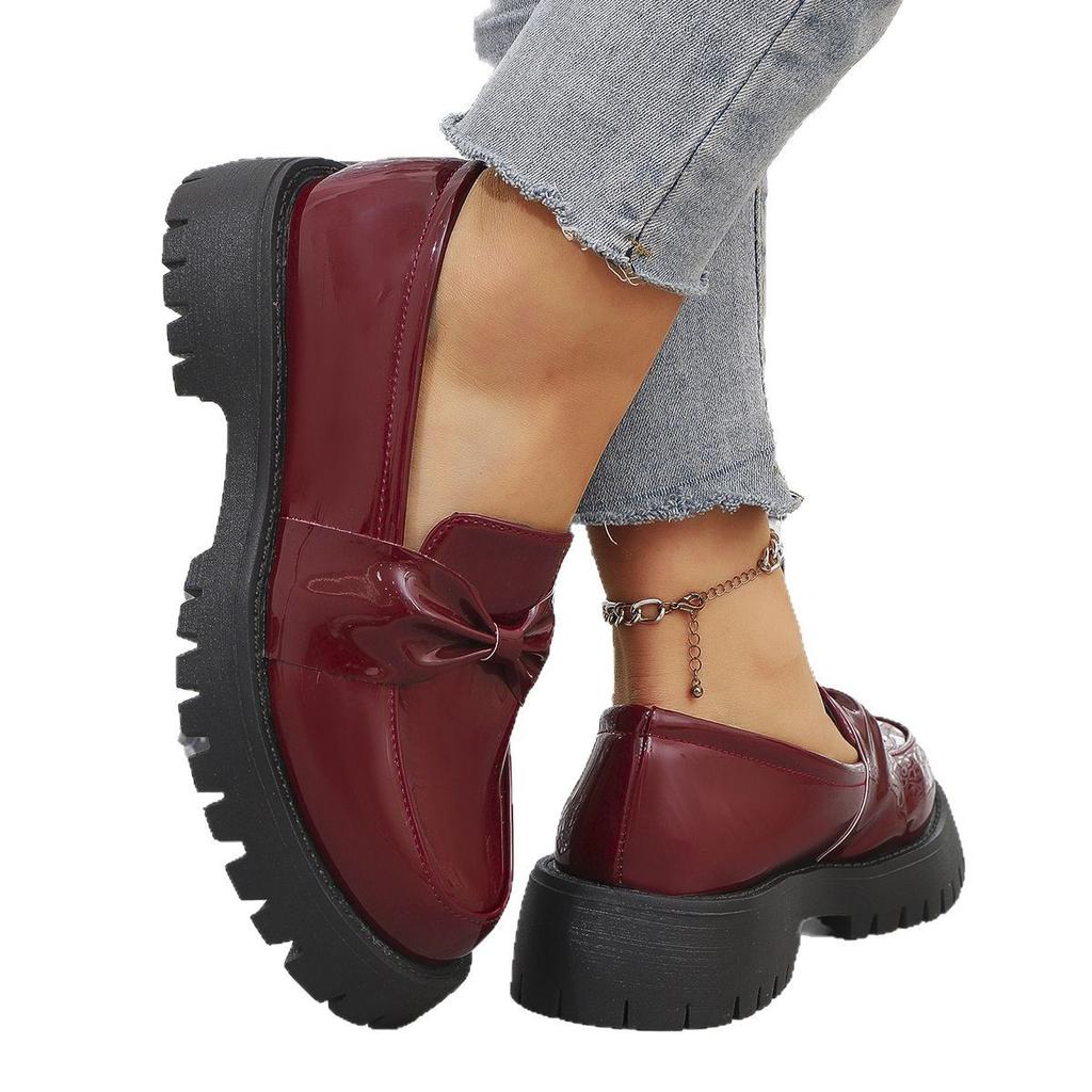 Large size women's spring and autumn new women's shoes round head foot thick sole casual single shoes women