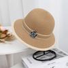 Camellia Small Fragrance Elegant Hepburn Style Straw Bucket Hat Spring and Summer Travel Sun Protection Sun Hat Children Leisure