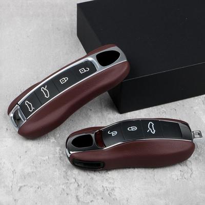Porsche Genuine Leather Key Shell for Macan, Cayenne, Panamera, 911, Taycan, 718 - Red