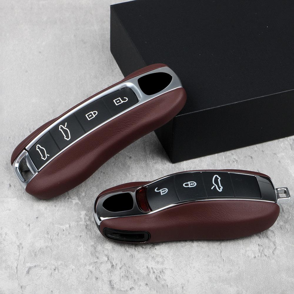 

Porsche Genuine Leather Key Shell for Macan, Cayenne, Panamera, 911, Taycan, 718 - Red Leather Keyring [Balik Red]