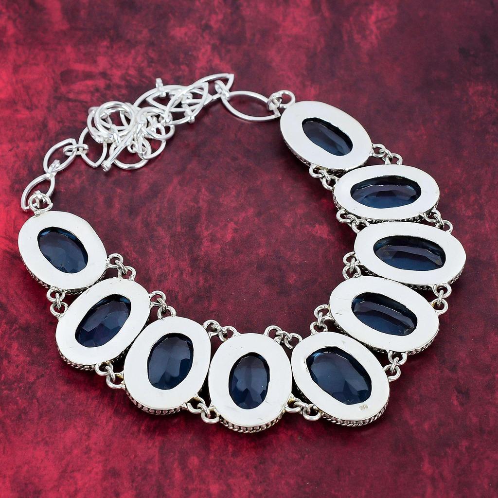 Tanzanit handgjort ädelstenshalsband, 925 solid sterling silver halsband antika smycken, justerbar kedja halsband Engagement Present