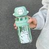 Plastikwasserbecher Große Kapazität Cartoon-Strohhalm-Wasserbecher Studentin tragbar Doppelgetränk Kinder-Easy-Cup niedlich