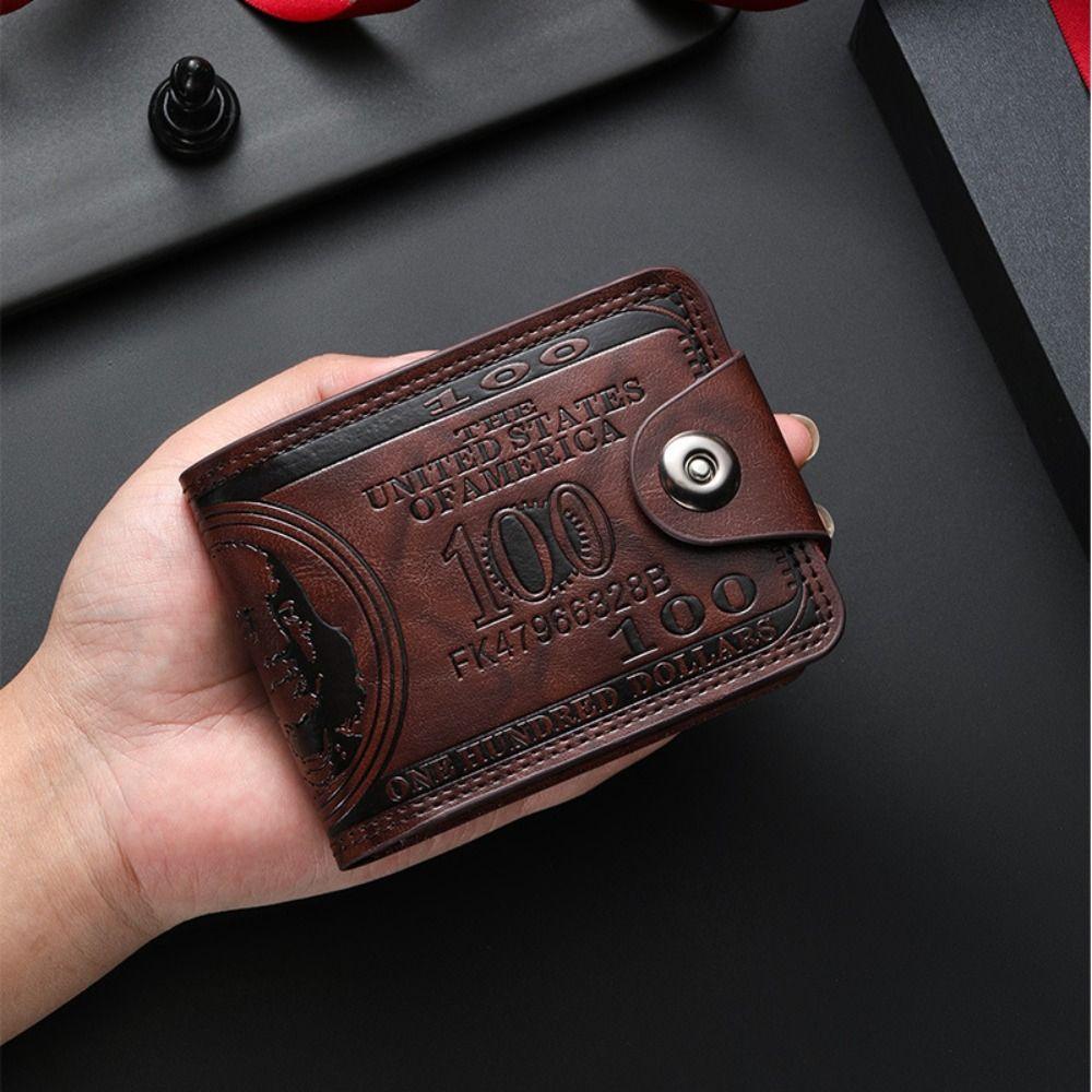 Vintage 100 US Dollar Pattern Men's Wallets Hasp Zipper Card Holder Multi-Functional Coin Purse Daily Use