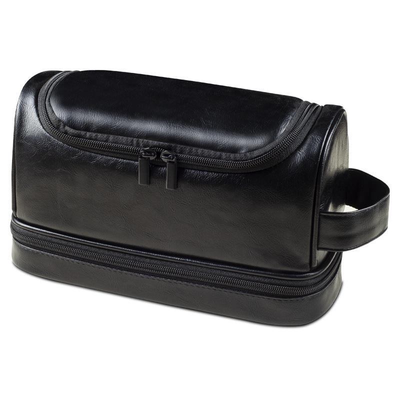 Herren Unisex Minimalistische PU-Leder Wasserdichte Handliche Waschtasche mit Haken