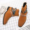 Fashion Punk Style Men Motorcycle Boots Outdoor Man Casual Leather Shoes High Top Botas Hot Sale Ankle Boots Color Matching Chelsea Boot