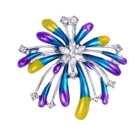 Sparkling Rhinestone Brooch Radial Design Flower Lapel Pin Elegant Brooch Pin Outfit Accessory for Women Dresses Coats Shirts