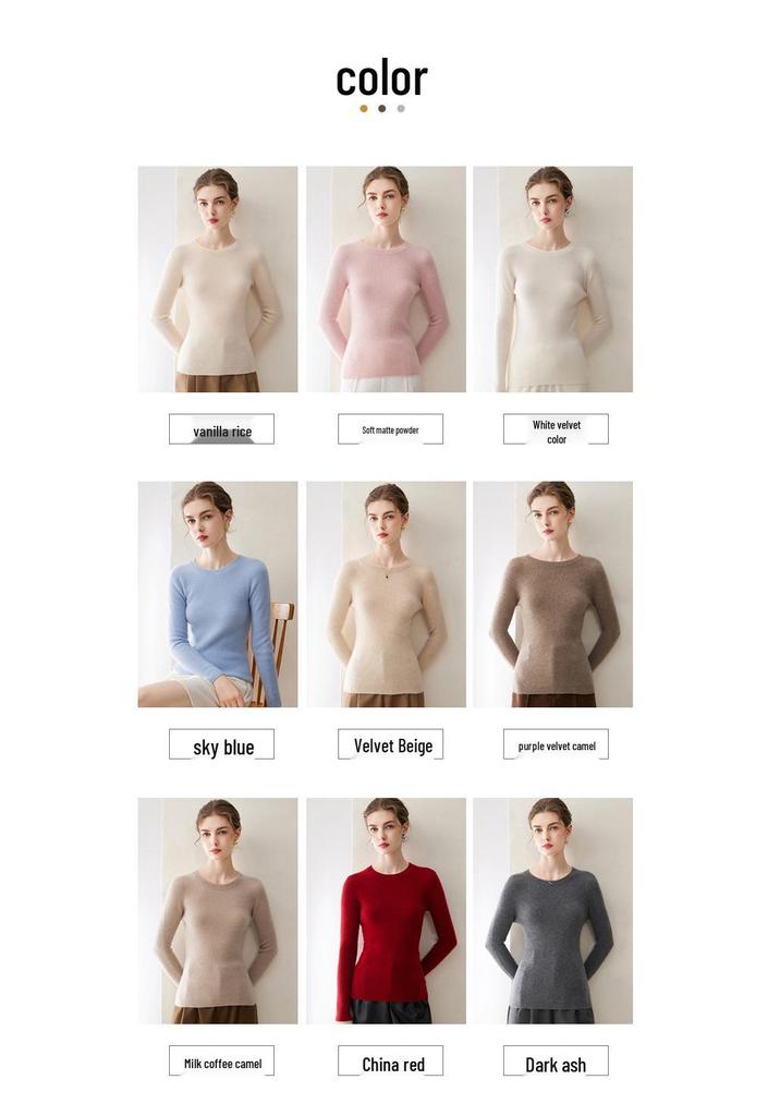 2026 Le Ka Sha Women's 100% Pure Cashmere Round Neck Base Layer Top - Slim Fit Autumn/Winter Sweater