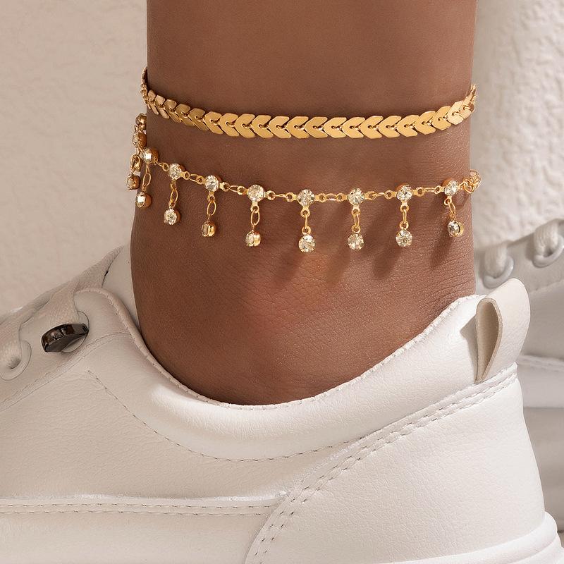 Boho Anklet Foot Colorful Beads Chain Summer Bracelet Heart Pendant Charm Anklet Sandals Barefoot Beach Foot Bridal Jewelry J027