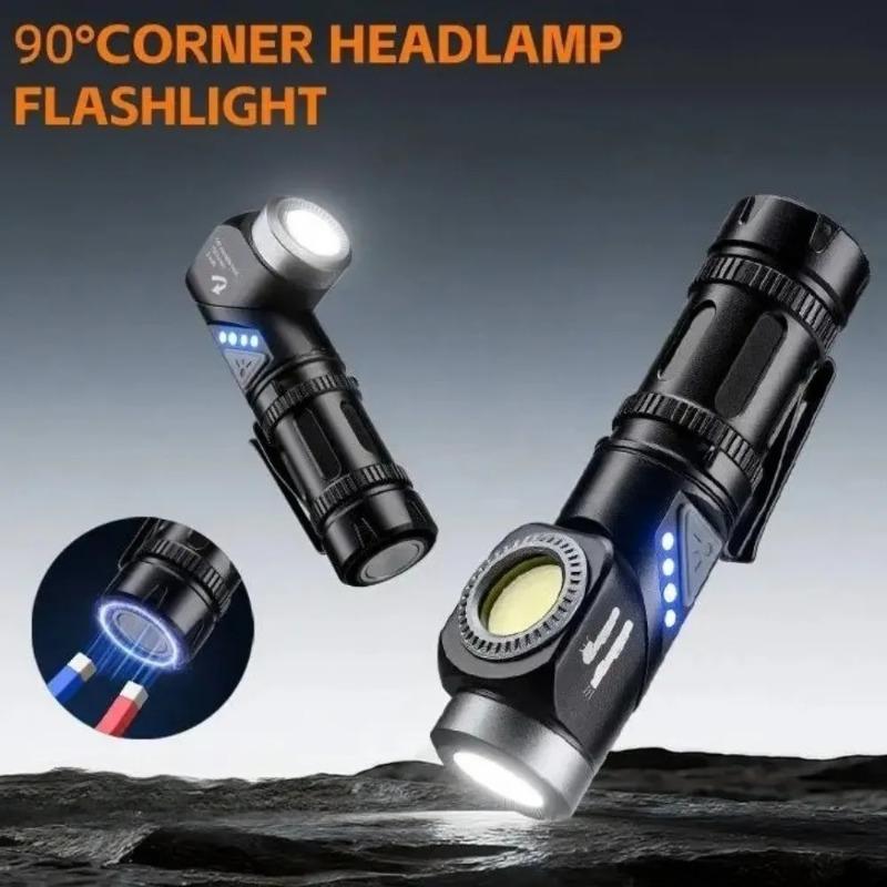 Rechargeable LED EDC Flashlight with 90° Rotate Head Pocket Torch Magnetic Base for Camping, Working, Outdoor, Hiking, Emergency