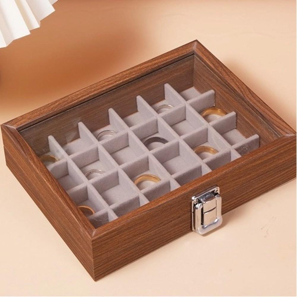 Dustproof Jewelry Box Walnut Color Jewelry Display Box Vintage Ring Necklace Storage Box  Bracelets