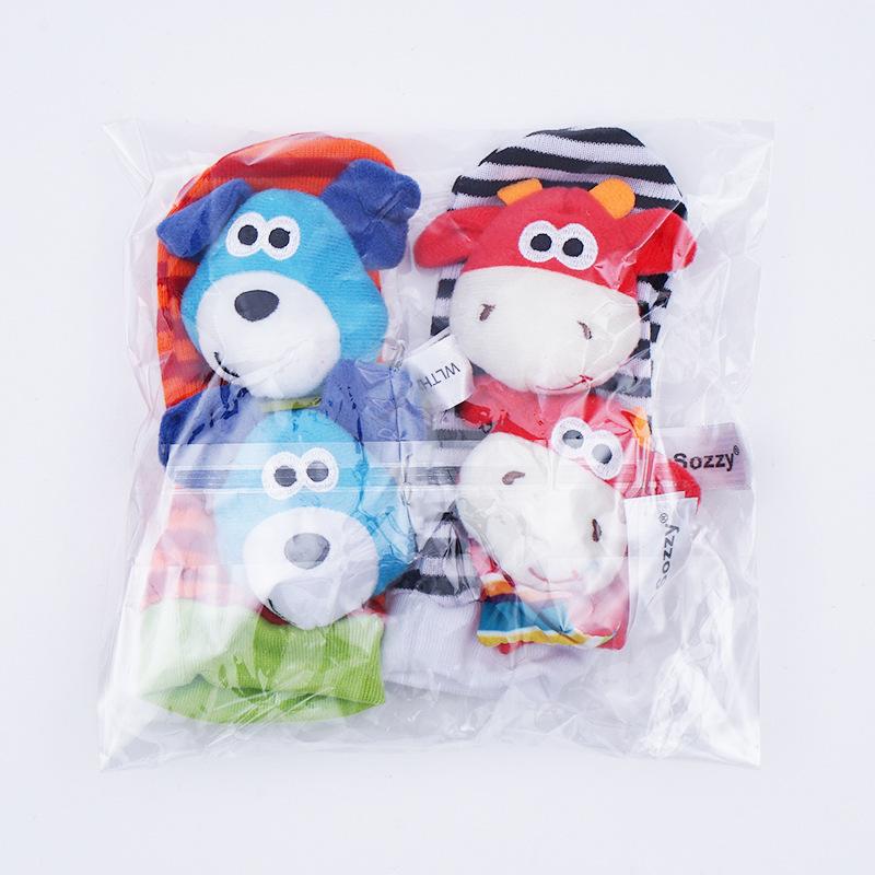 SOZZY Baby Animal Wrist Rattle and Sock Set for Newborns (0-1 Year)