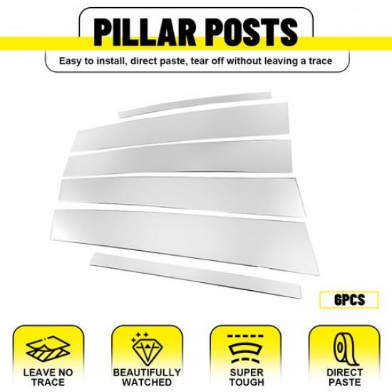 6X Chrome Posts Pillar Window Trim Door Cover PC for Honda 2013-2017 Accord US D