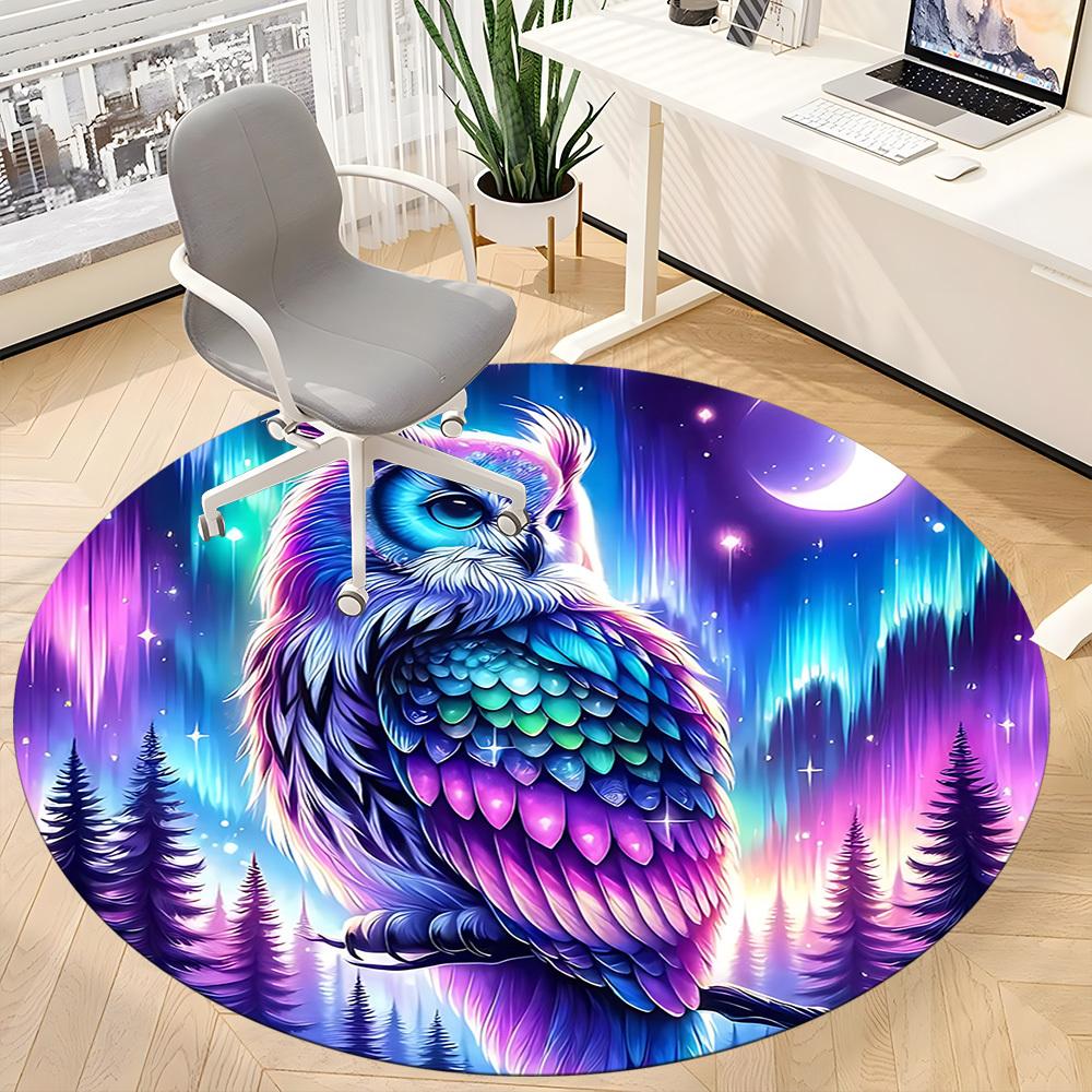 1pc Owl Fantasy Night Chair Carpet for Office, Soft, Non-Slip Polyester Mat, Office, Living Room, Bedroom, Durable Polyester Yy251207112