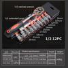 12Pcs 1/4 3/8 1/2 Inch Ratchet Socket Wrench Set Multi-function Ratchet Spanner Set Car Bicycle Motorcycle Repair Hand Tool Set