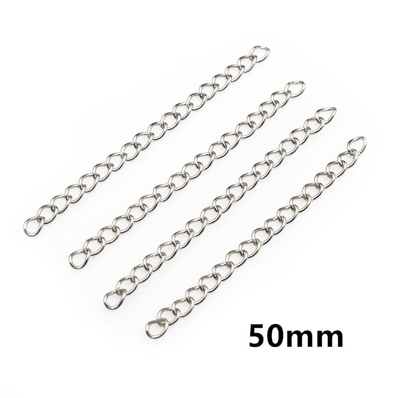 

50pcs 4x3mm 50/70mm Length Stainless Steel Bulk Necklace Extension Chain Tail Extender Bracelet Chains For DIY Jewelry Making