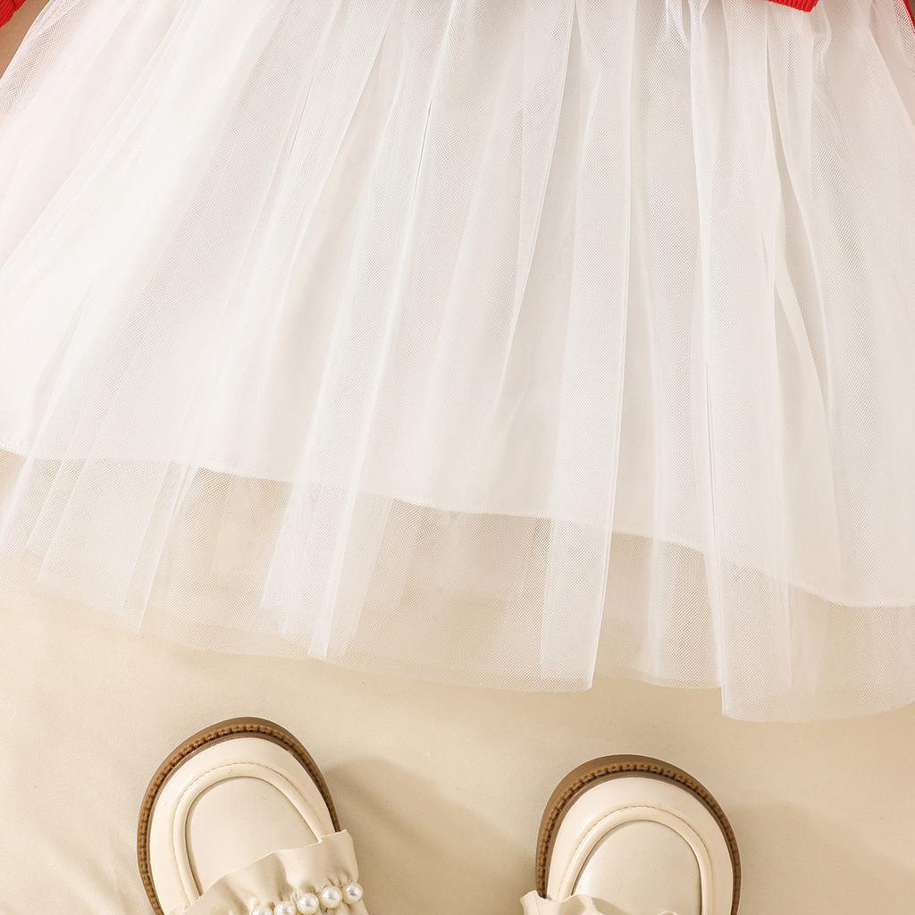 New Girl's Heart Print Mesh Dress Spring and Autumn Long Sleeve Princess Dress Children's Dress Sweet Korean Style