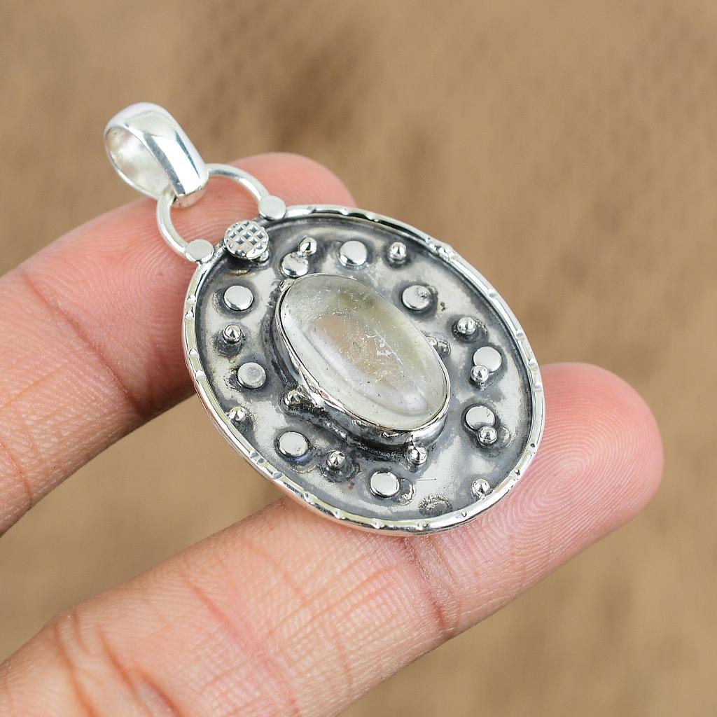 Mothers Day Deal Oval Moonstone Gemstone Handcrafted New Pendant Sterling Silver