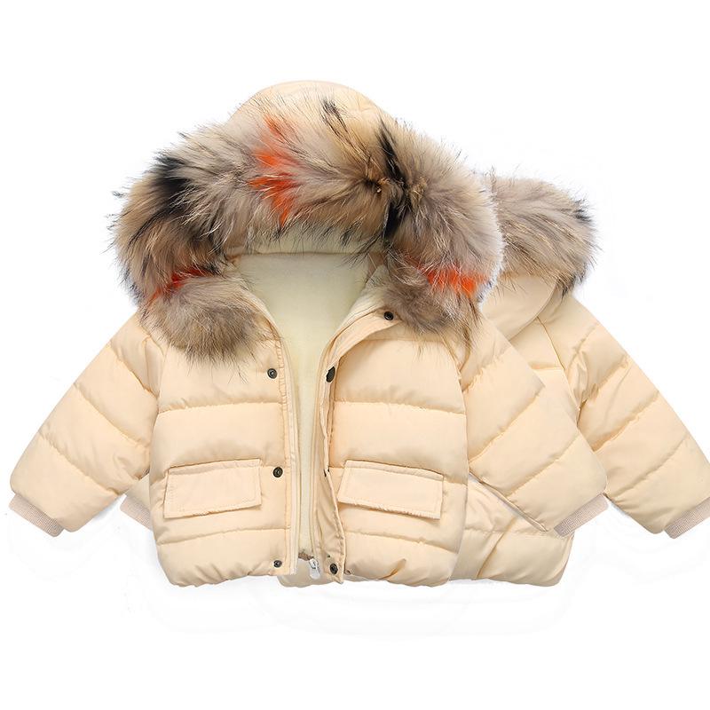 Baby Girls' Padded Jackets Winter Men's Women's Baby Padded Jacket Children's Thickened Fur Collar