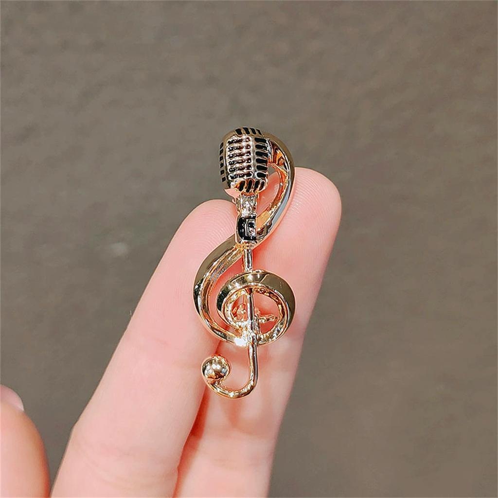 Charm Trend Microphone Note Broch Creative Personality Pin Fashion Retro Jewelry Accessories Party Festival Gifts Souvenirs 2026
