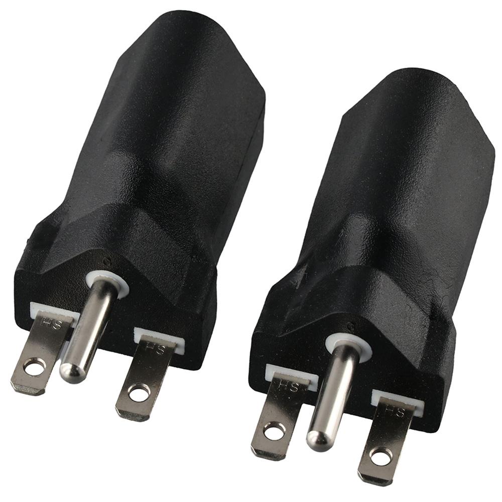 2pcs Black 3prong Electrical Converter Copper American Power Adapter  Electrician