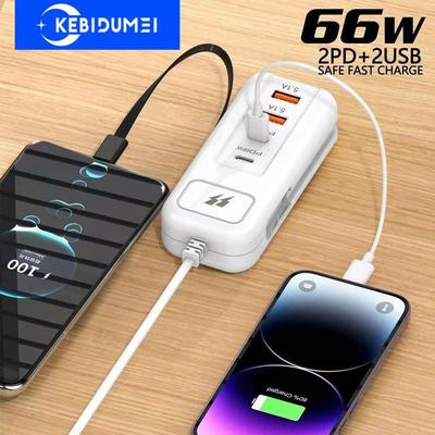 66W Multiport USB Charger PD Type C Fast Charge Wall Charger Mobile Phone Charging Dock Station EU US Plug USB Type C Charger