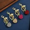 Metal Keychain Cute Fruit Diamond Apple Key Ring Pendant Bag Key Ring Accessories Women