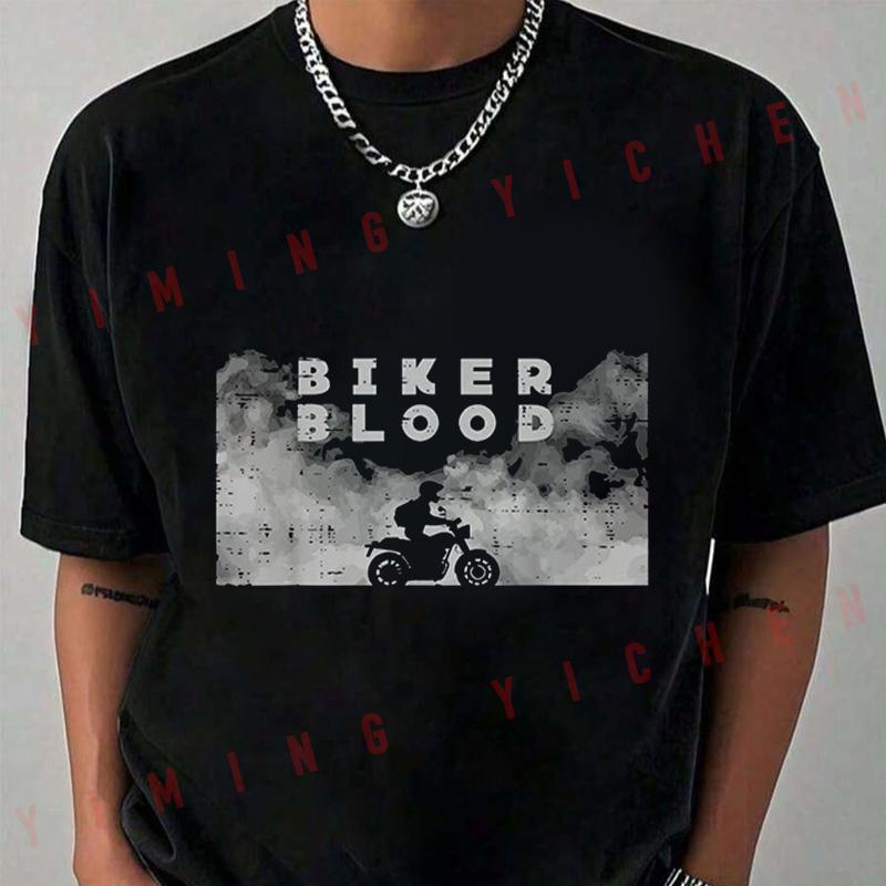 Biker Blood Motorcycle Motorbike T-Shirt Moto Riders Summer Men's Casual O-Neck Tops Tee 2026